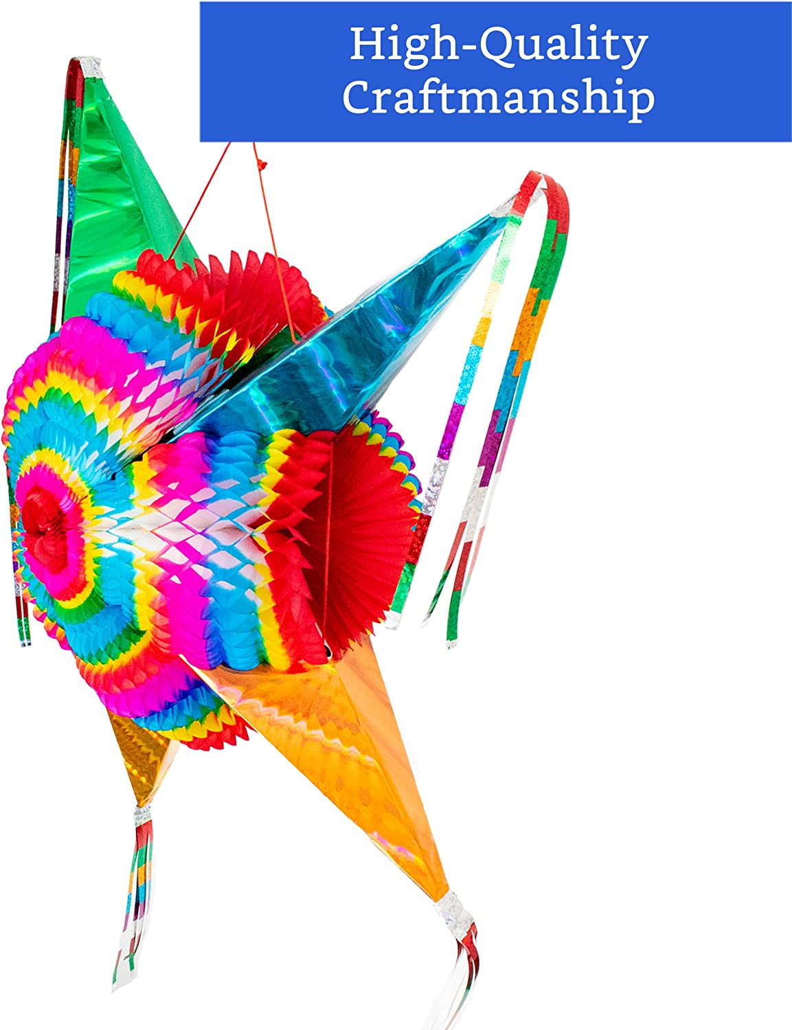 Fiesta Wraps Large Authentic Handmade Star Pinata, Multicolor, 32"