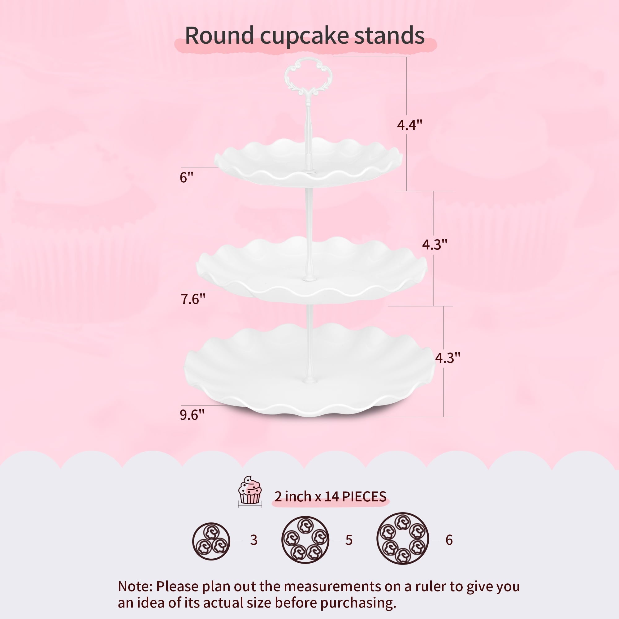 NWK 10 pieces Dessert Cake Stand Set with Appetizer Trays, for Birthday Baby Bridal Shower Party (White)