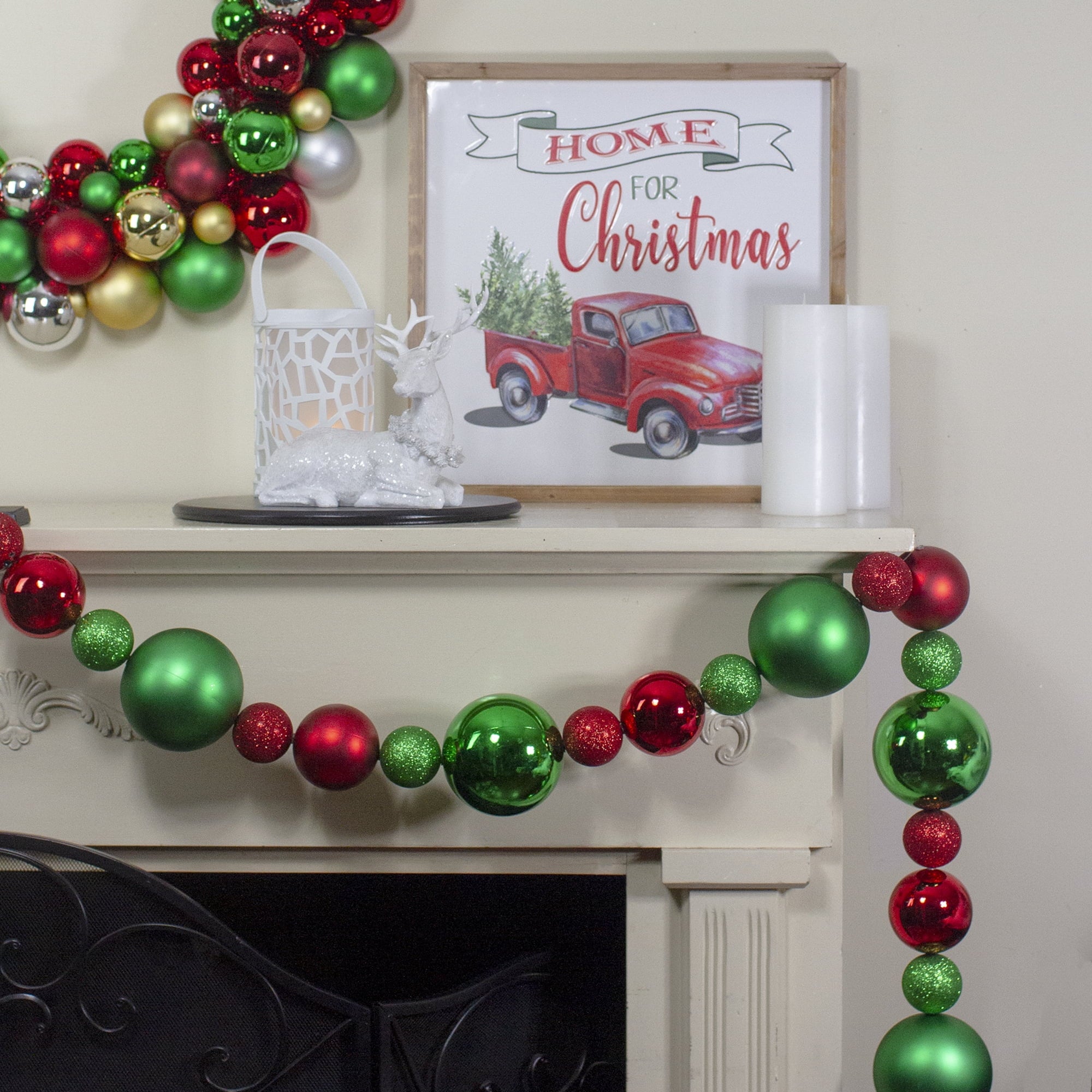 Northlight Shatterproof Ball Artificial Christmas Garland - 6' X 3.75" - Green - Unlit