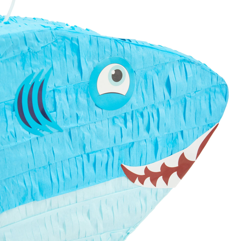 Shark Pinata, Ocean-Themed Fish Pinata, Shark Birthday Decorations, Under the Sea Party Decor (Small, 3.2" x 7" x 16.5"), For Ages 3+