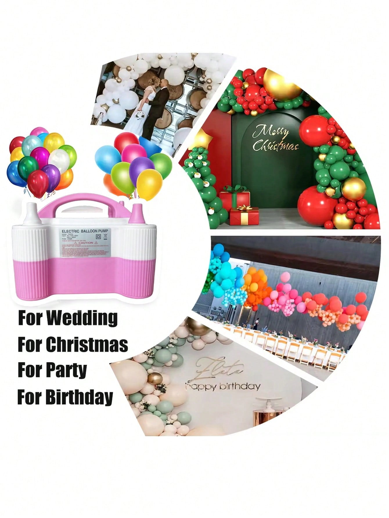 Electric Air Balloon Pump, Portable Dual Nozzle Electric Balloon Inflator For Birthday Wedding Party Decoration 110V 600W