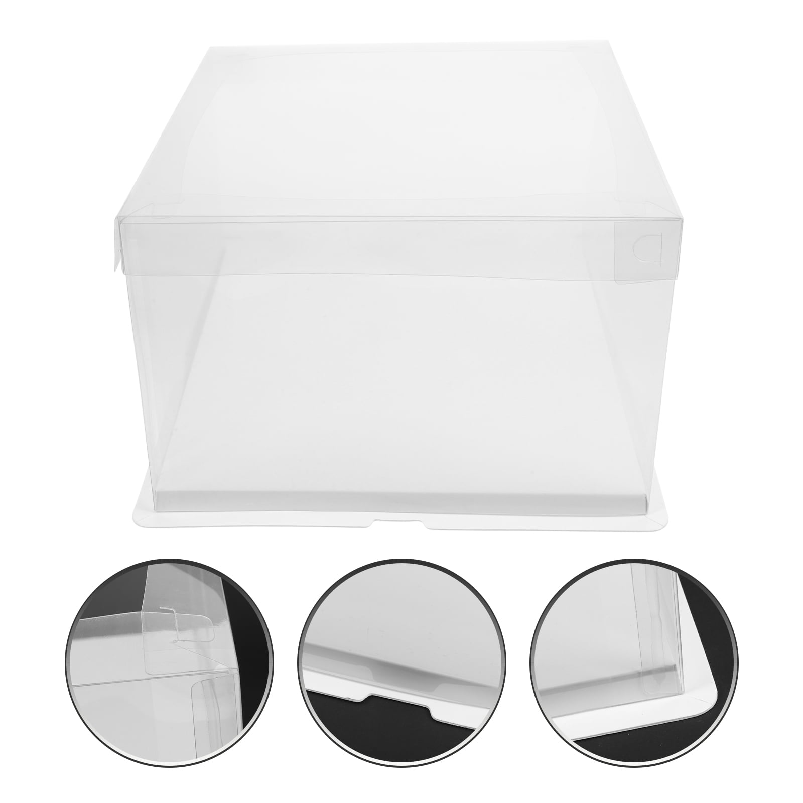5pcs Transparent Cake Box Candy Gift Box Container Carrier Packaging Box for Birthday Shower Wedding ( 8 inch Single Layer Boxes )