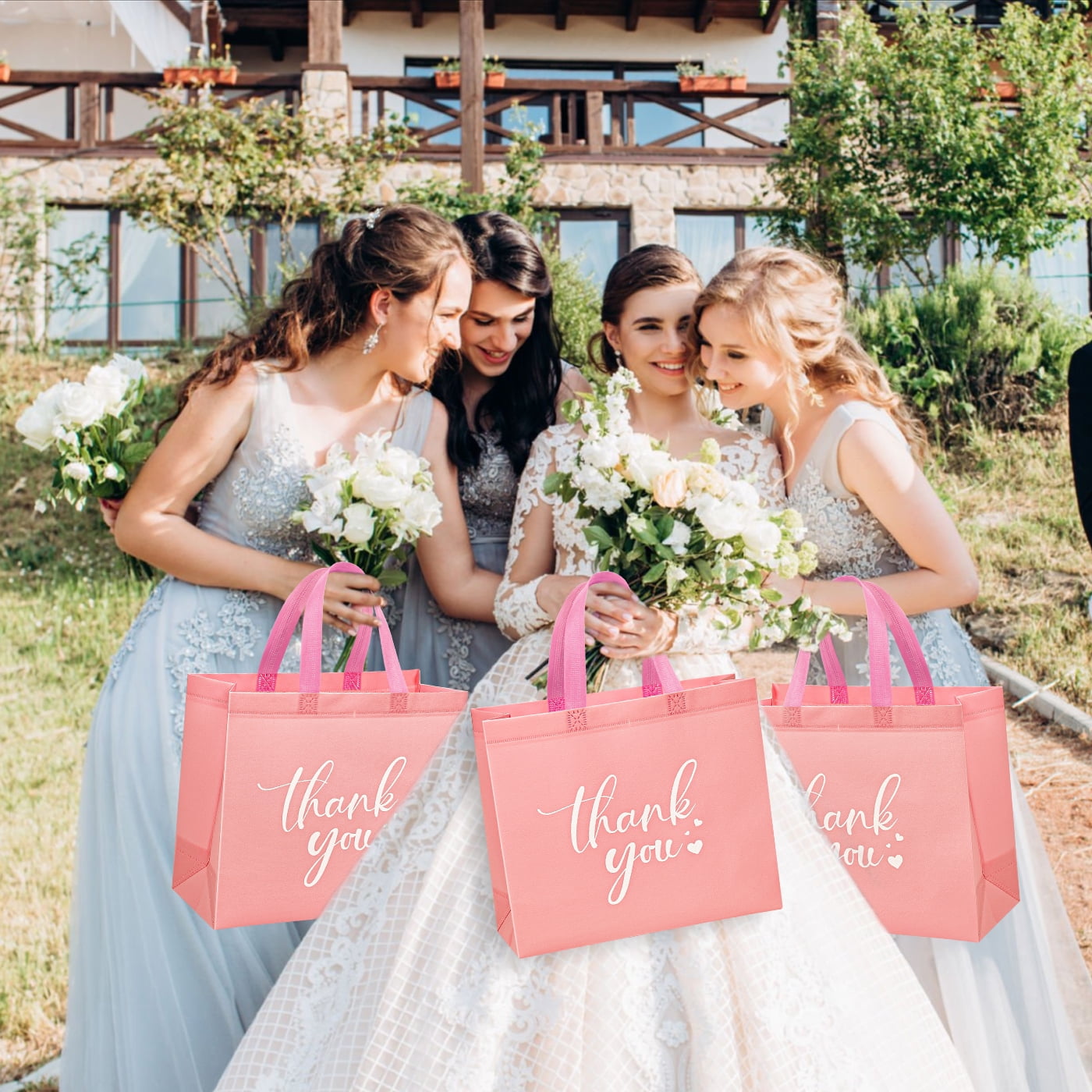 30Pcs Thank You Gift Bags, Large Reusable Gift Bags，Thank You Bags with Handles for Business, Shopping, Wedding, Baby Shower, Graduations, Party Favors (12.4x11x4.7Inch）