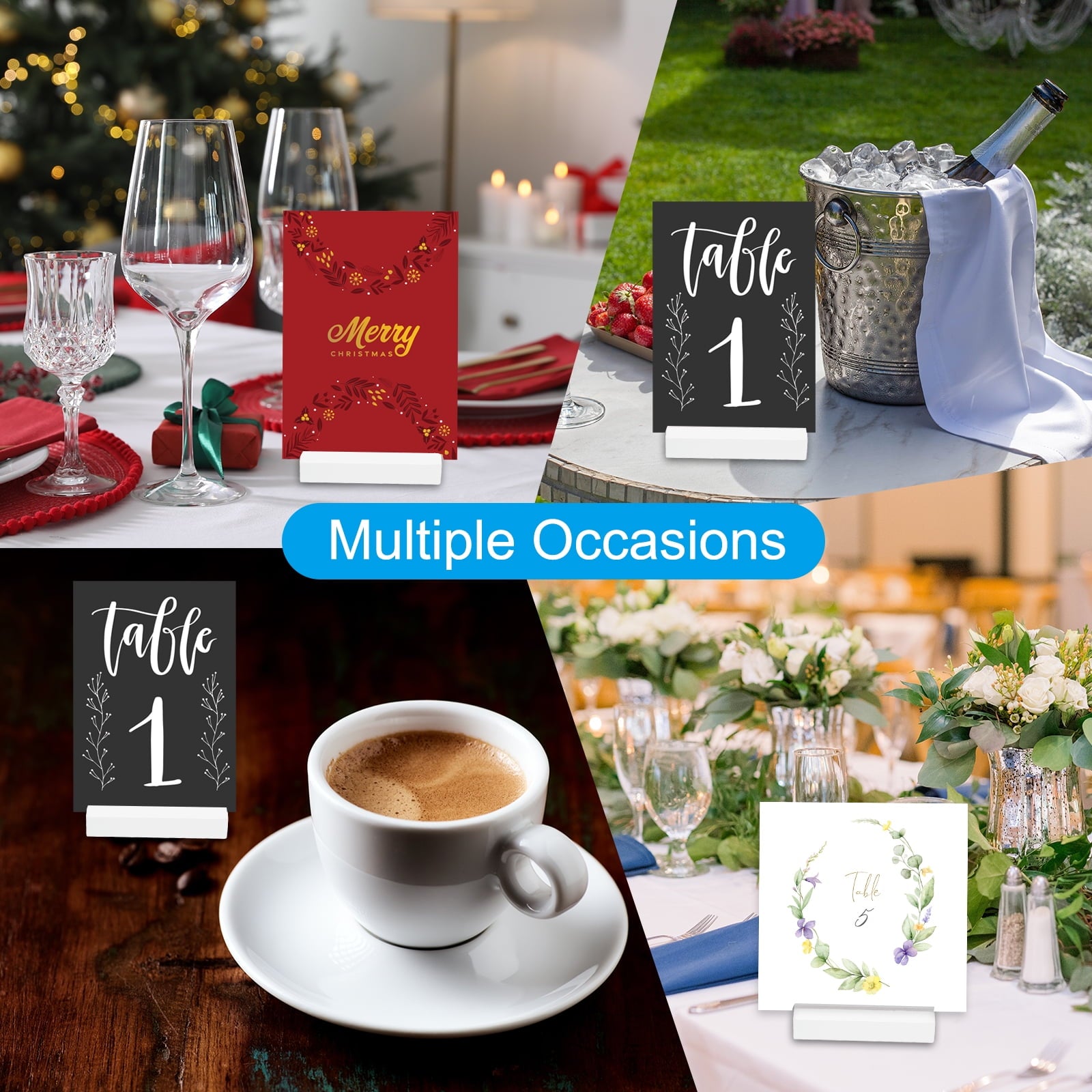 Uxcell Wood Place Card Holder, 20Pcs Table Sign Number Holder Name Stands, White