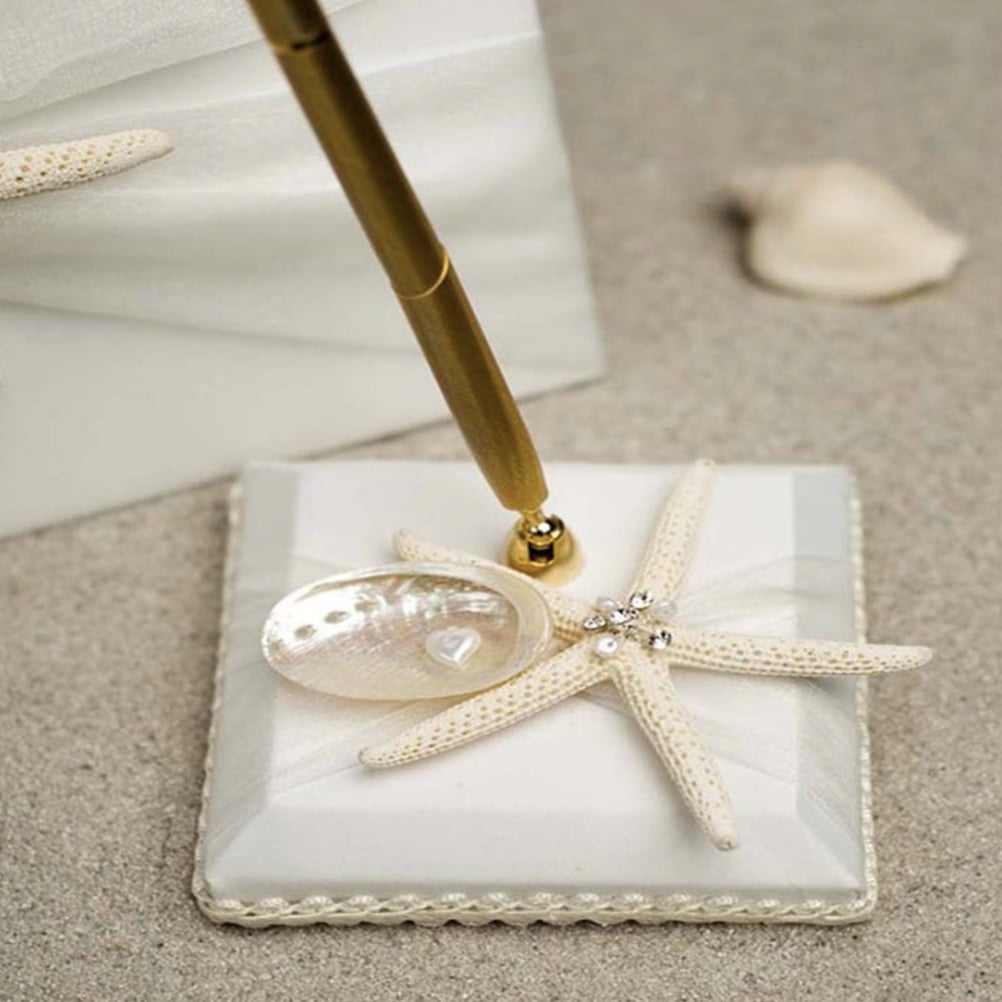 Yongwei Guest Book Beach Style Guest Sign In Book DIY Message Book Attendance Book for Engagement Wedding Ceremony with Pen and Pen Holder