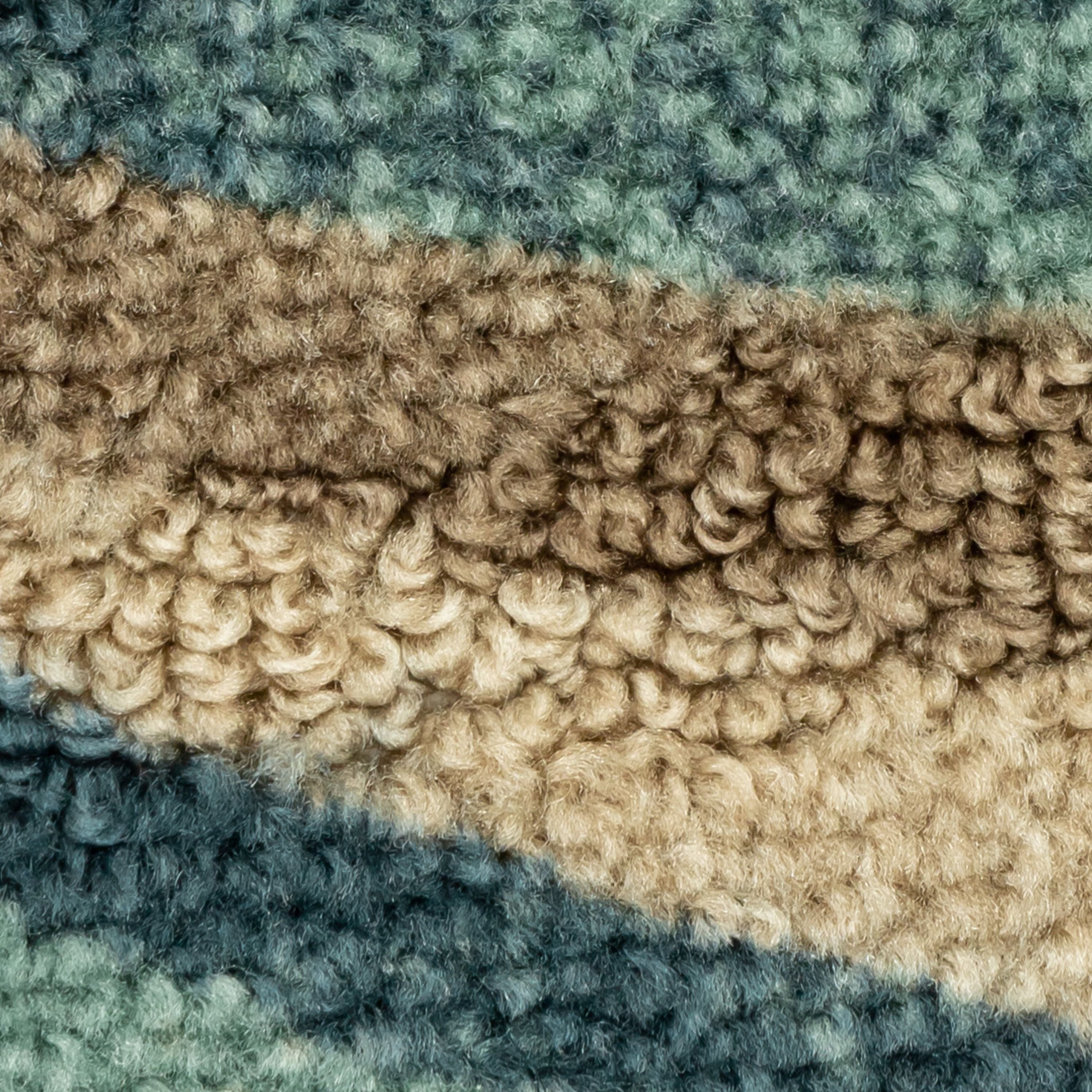 Mainstays Geometric Blue Brown Waves Indoor Hallway Runner Rug, 2'x6'