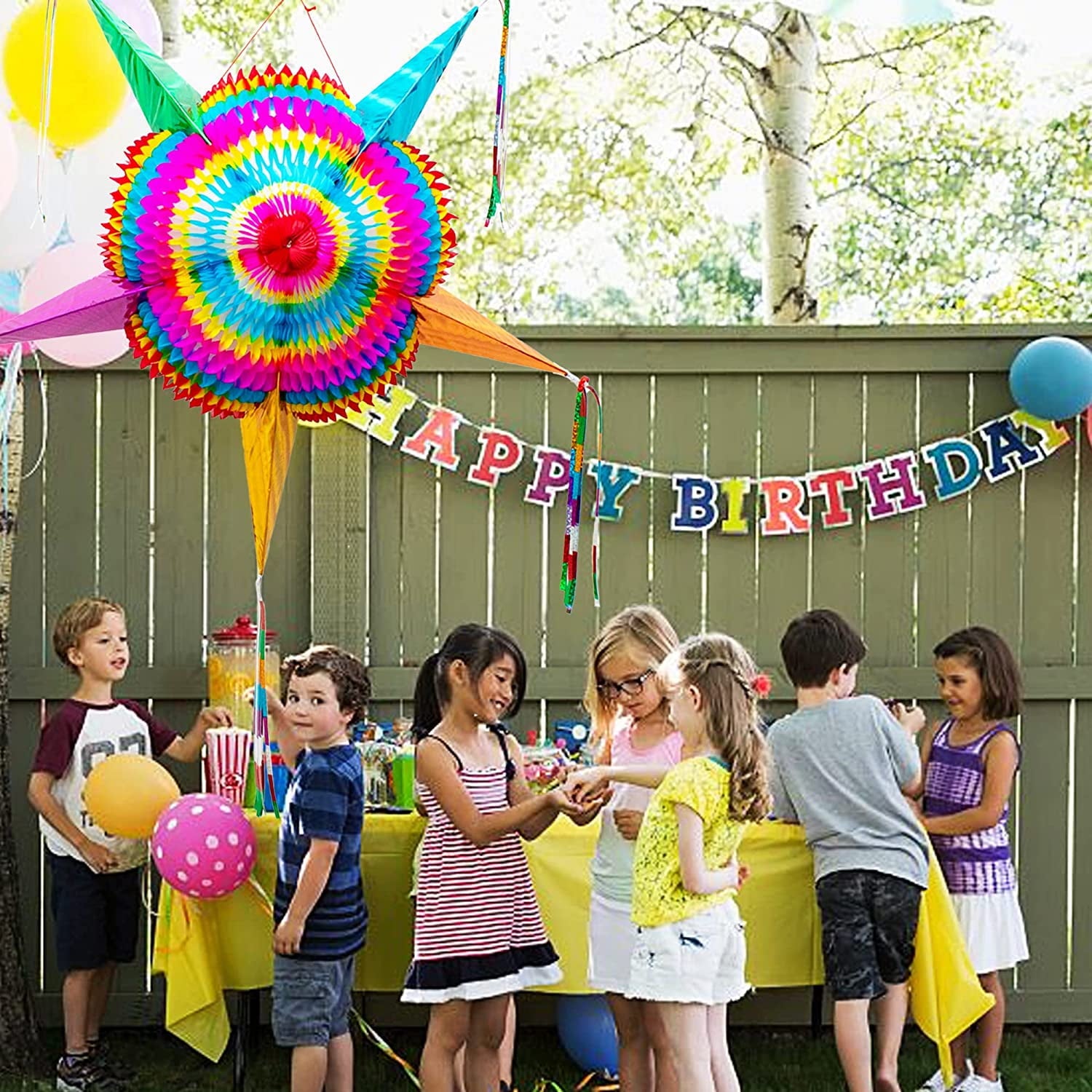 Fiesta Wraps Large Authentic Handmade Star Pinata, Multicolor, 32"