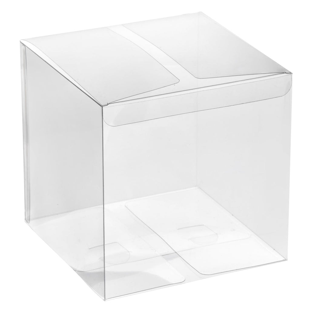 30-Pack Clear Gift Boxes - 6x6x6 In Square Plastic Transparent Boxes for Cakes, Wedding, Baby Shower, Birthday Party