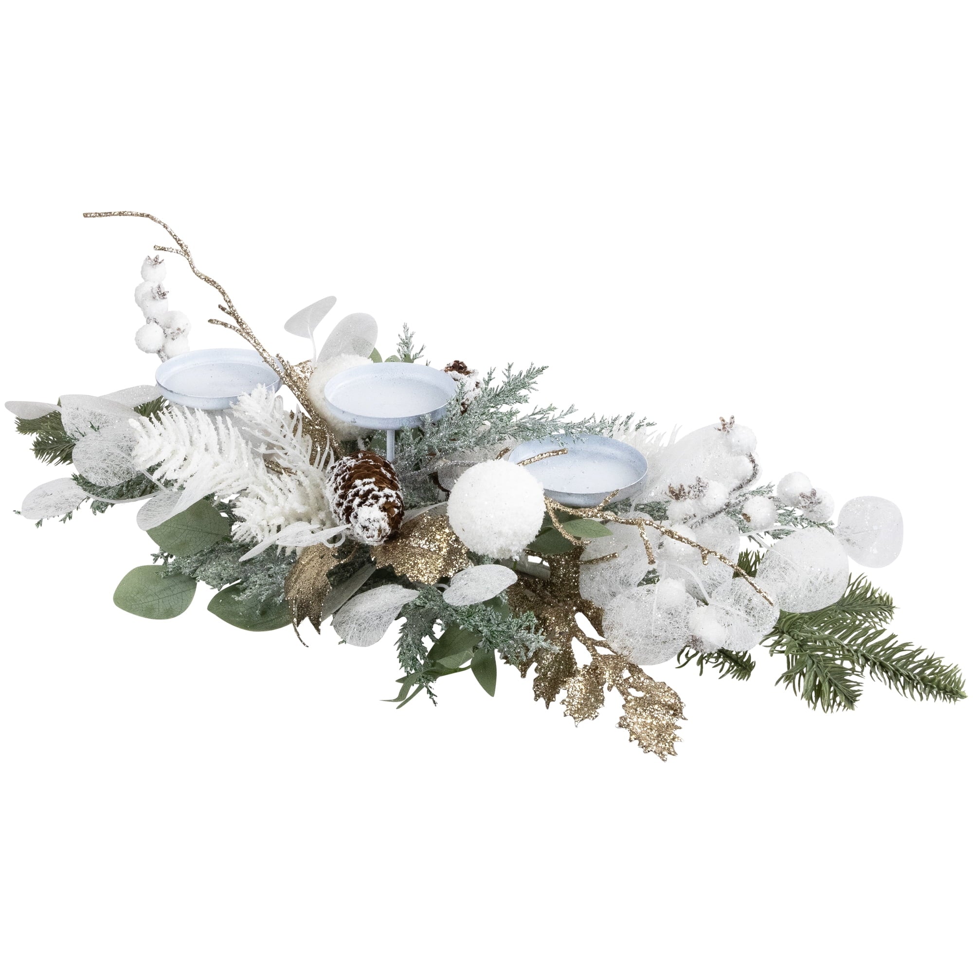 Northlight Mixed Winter Foliage and Berries Christmas Pillar Candle Holder - 24"