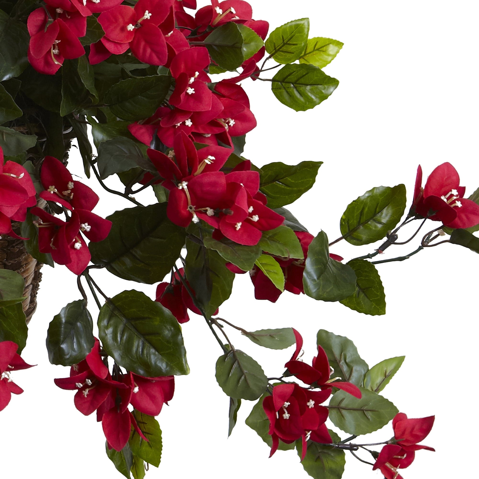 Nearly Natural Red 28"H Bougainvillea Hanging Basket UV Artificial Plant Resistant (Indoor/Outdoor)