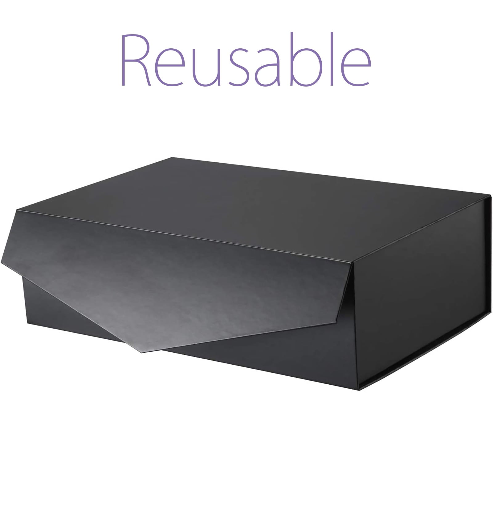 PKGSMART 5 Large Black Gift Boxes, Magnetic Gift Boxes with Lids for Wedding, 13.5x9x4.1 inches