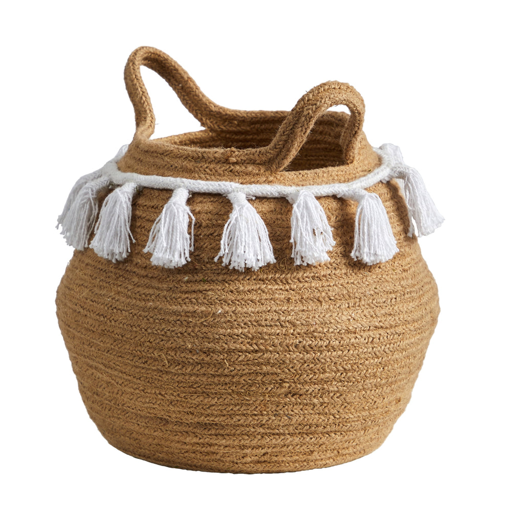 Nearly Natural 12" x 12" x 11" Bowl Beige Burlap and Cotton Plant Planter