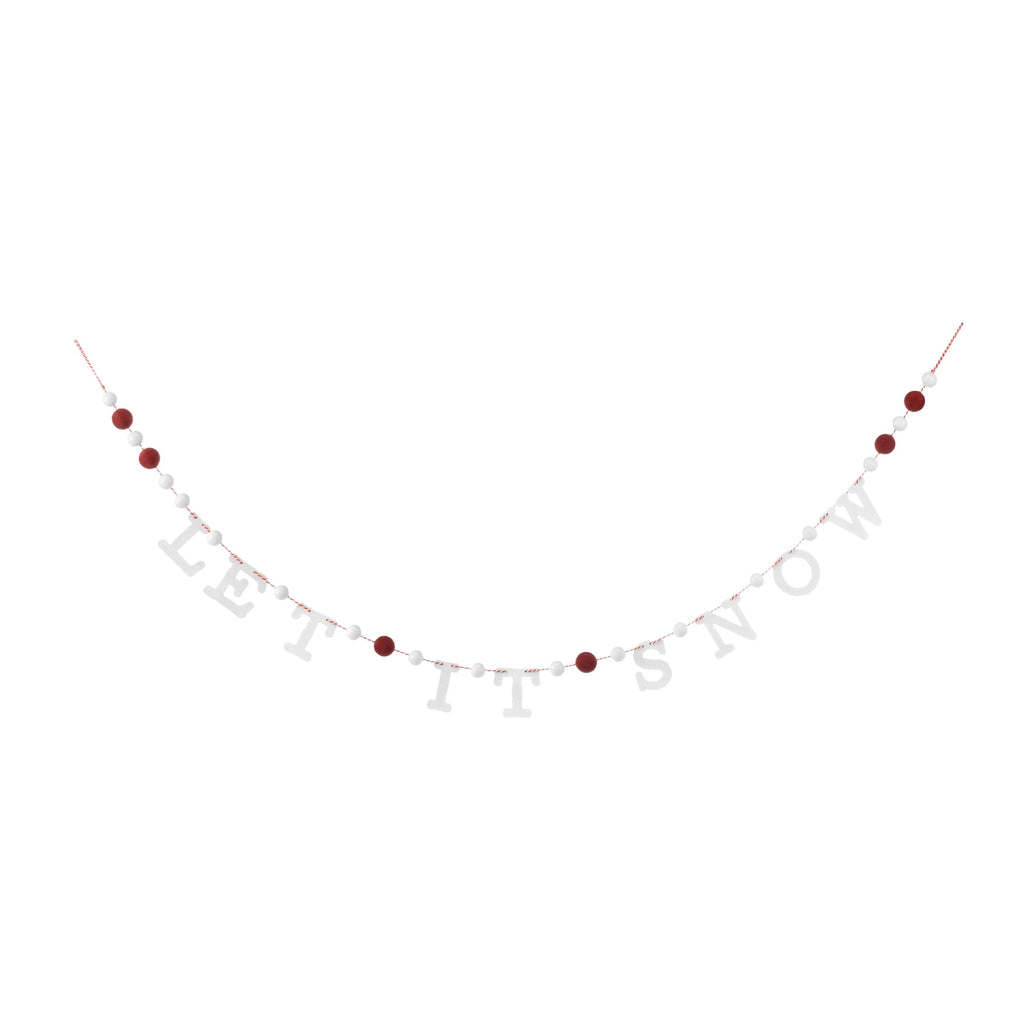 DEMDACO Let It Snow Red and Green 65 Inch Wood and Polyester Beaded Christmas Garland