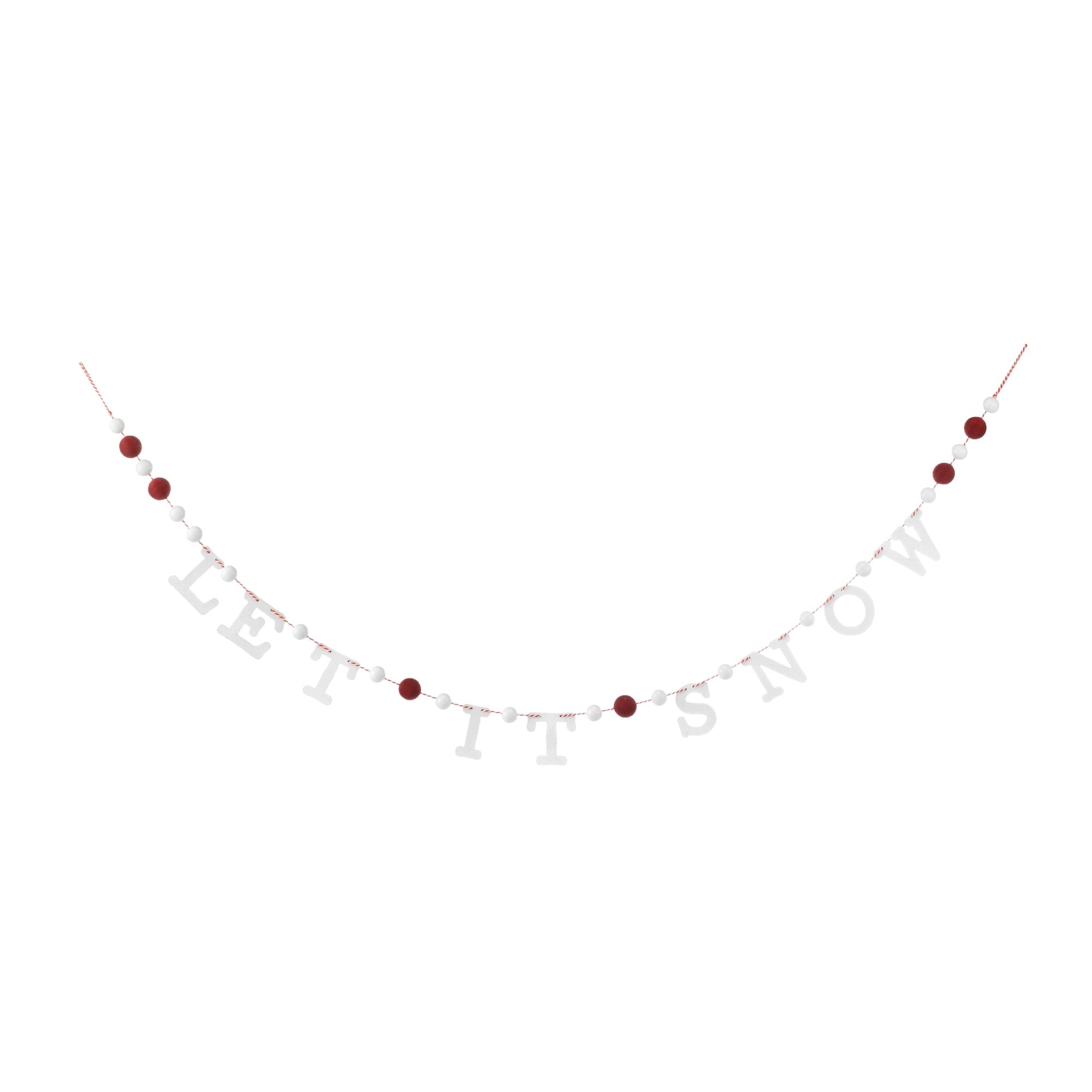 DEMDACO Let It Snow Red and Green 65 Inch Wood and Polyester Beaded Christmas Garland