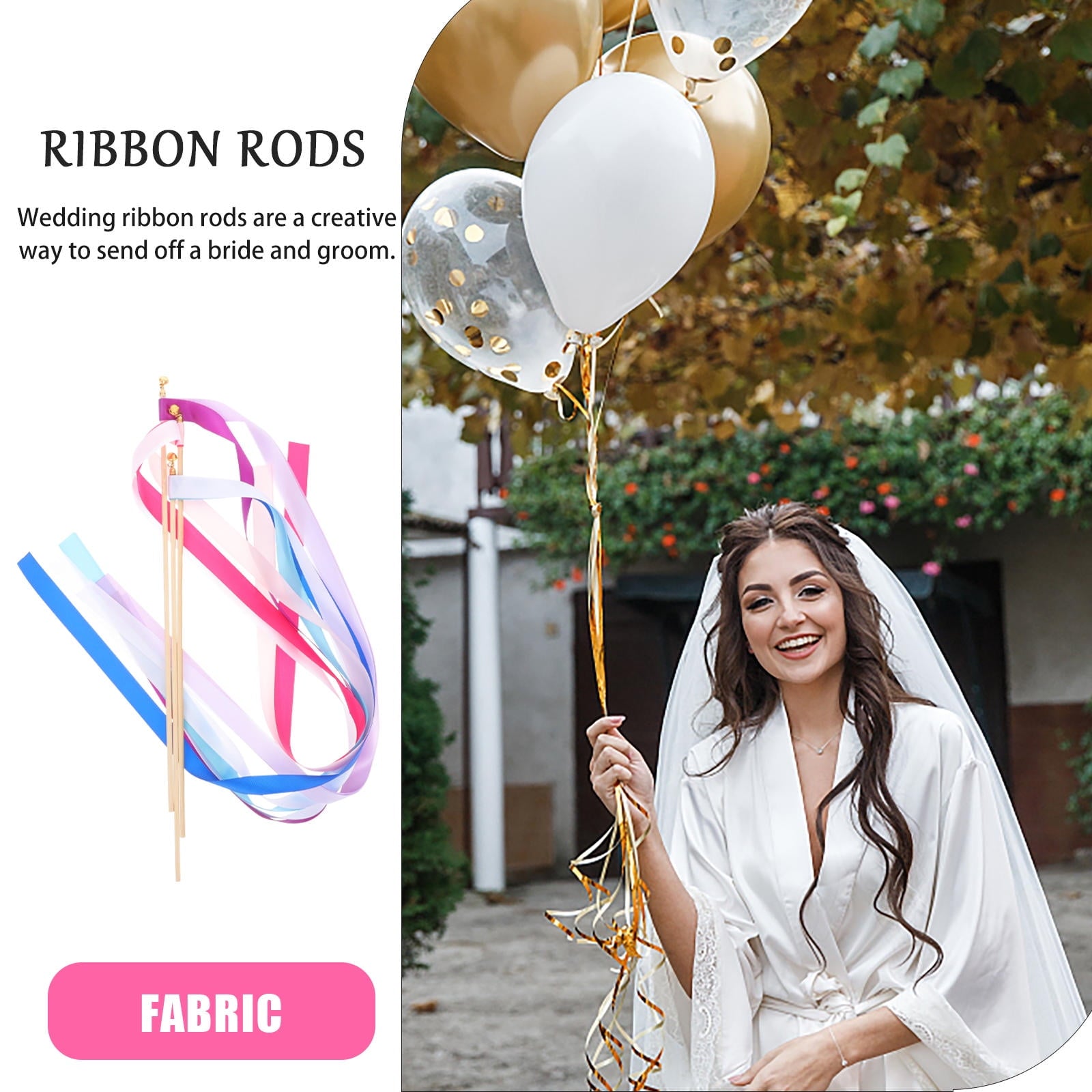 STOBOK Wand Ribbon Sticks Assorted Colors Guests Celebration 30pcs