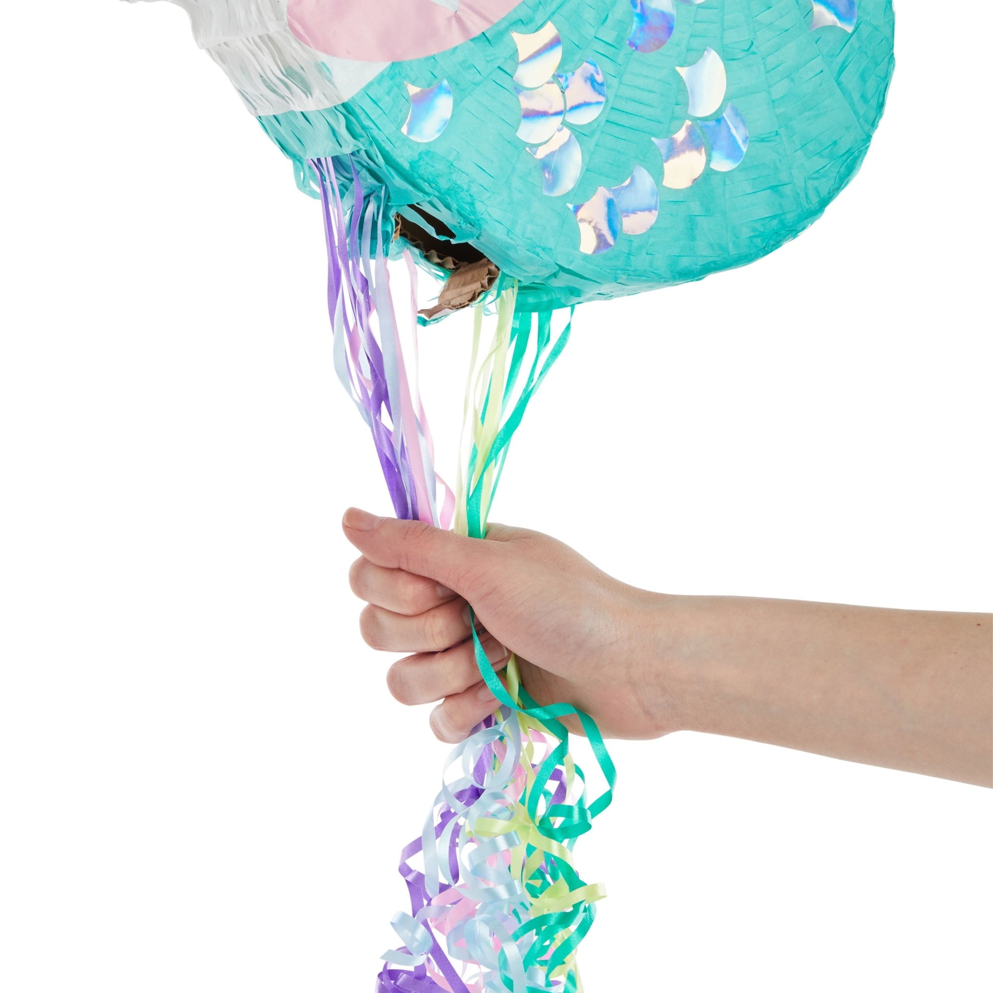 Unicorn Mermaid Pinata - Pull String Pinata for Girls Under the Sea Party Decorations, Rainbow Birthday (Small, 16.5x13x3 In), For Ages 3+