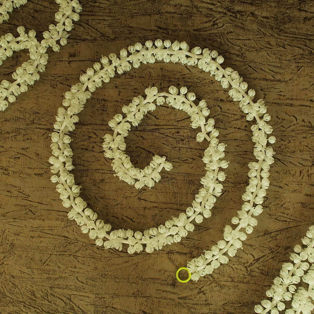 TIED RIBBONS 6 pcs Jasmine Garland | White 5 Ft | Mogra Flower Garland for Pooja, Home Decor, Indian Wedding, Party, Eid, Diwali, Event - Plastic Jasmine Garland for Decoration