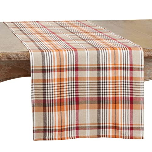 Fennco Styles Harvest Tartan Plaid Design Cotton Placemats 14" W x 20" L, Set of 4 - Multicolored Table Mats for Home, Dining Table Décor, Banquet, Thanksgiving, Christmas and Special Event