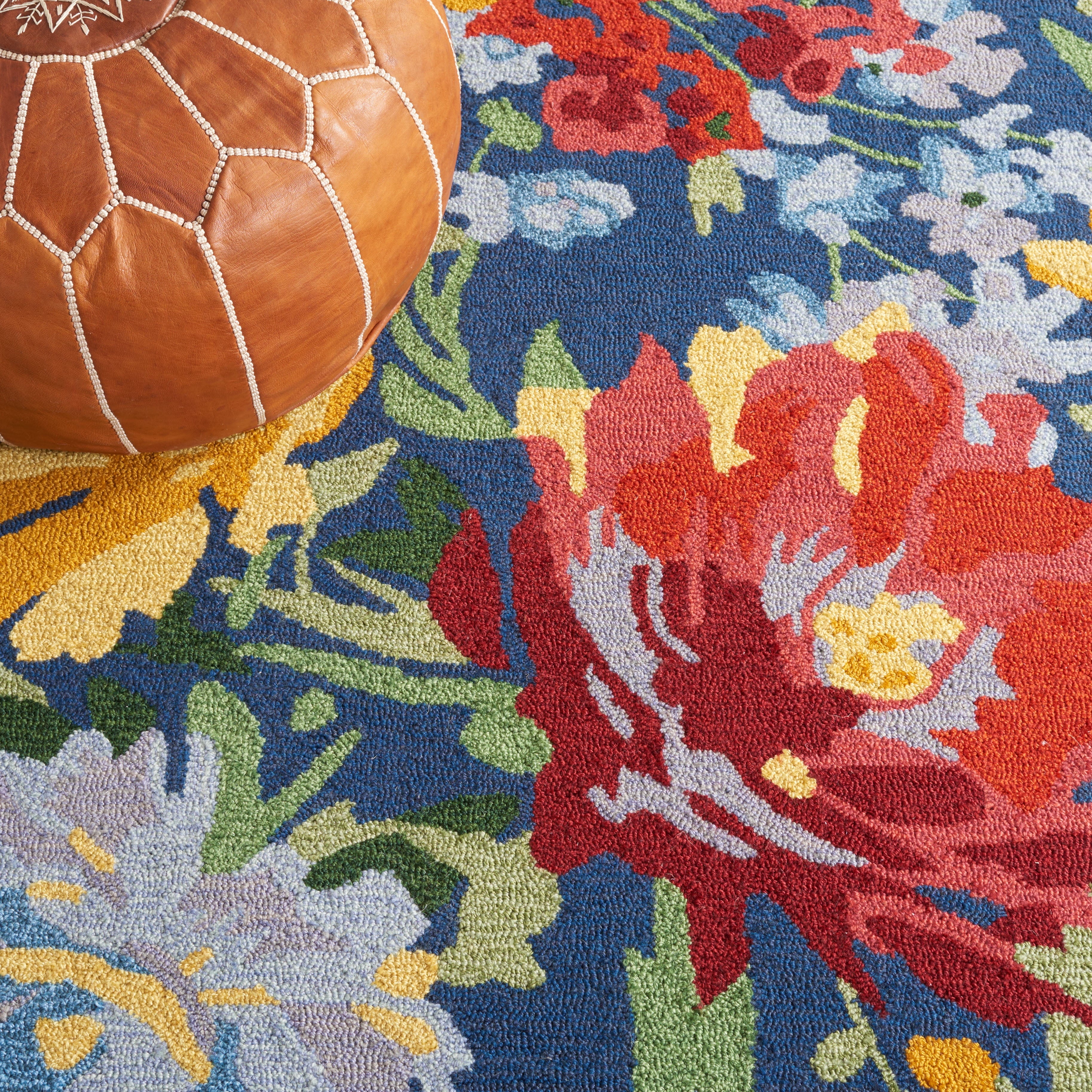 SAFAVIEH Easy Care Aisling Floral Runner Rug, Navy/Red, 2'3" x 9'