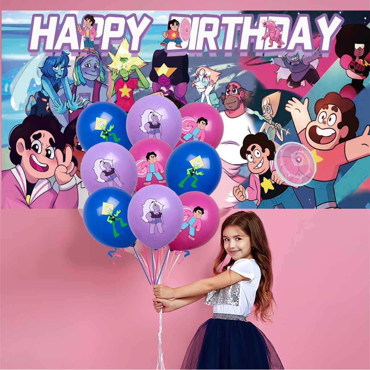 Steven Universe Birthday Party Supplies Balloons Plates Decoration Cake Topper Decor Tableware Banner Backdrop