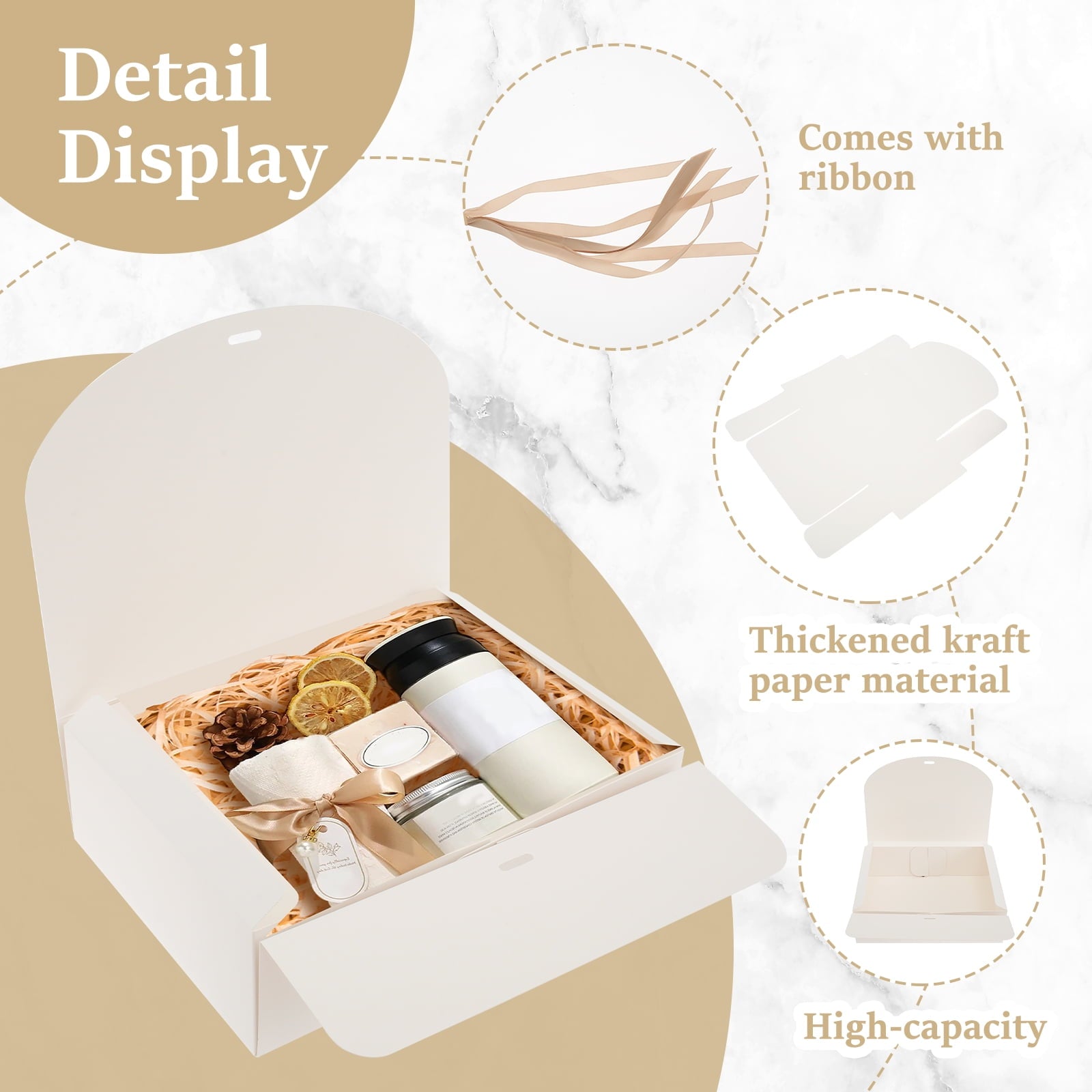 10 Pcs Gift Boxes with Lids and Ribbon Paper Present Box Large Capacity Paper Boxes Reusable Bridesmaid Proposal Box Decorative Gift Wrap Box for Wrapping Gifts