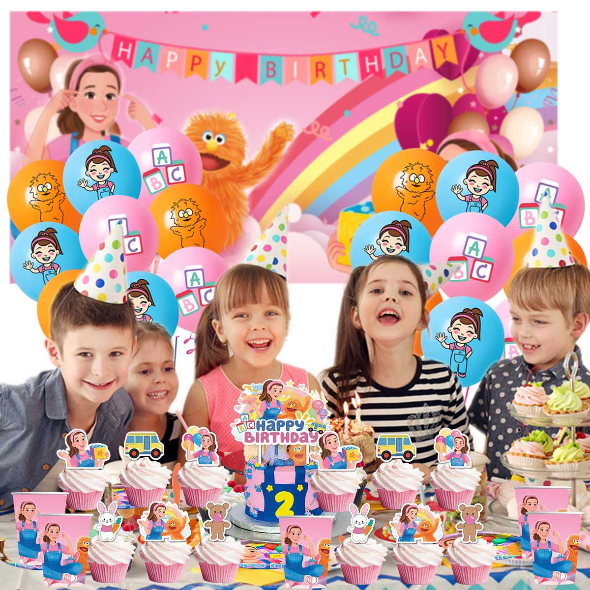 Ms Rachel Birthday Cups Party Supplies Plates Decorations Cake Topper Decor