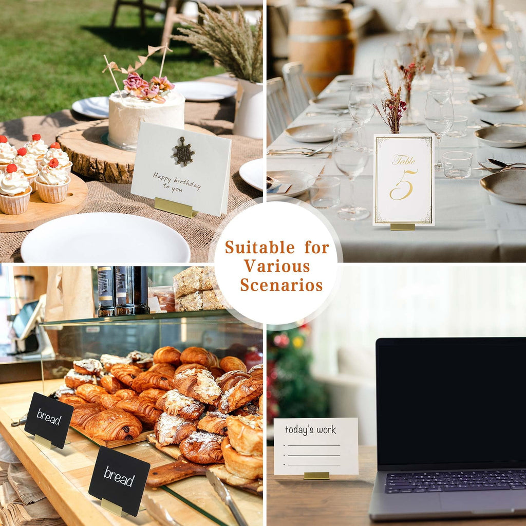 Gold Table Number Holders, 12-Pack Metal Place Card Stands & Picture Holders with Storage Box - Ideal for Weddings, Anniversaries, and Parties