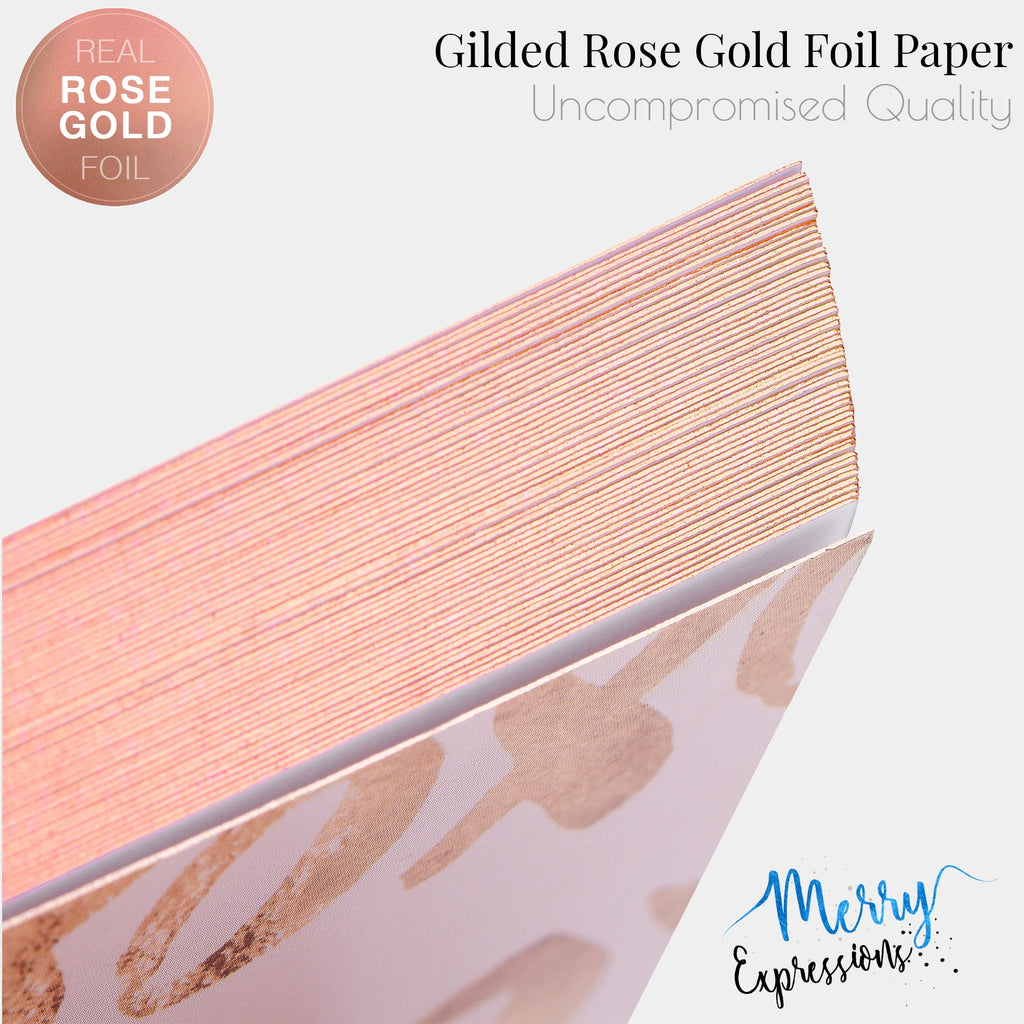 Merry Expressions Rose Gold Wedding Guest Book & Pen Set - 9" x 7" Hardcover 100 Page/50 Sheets