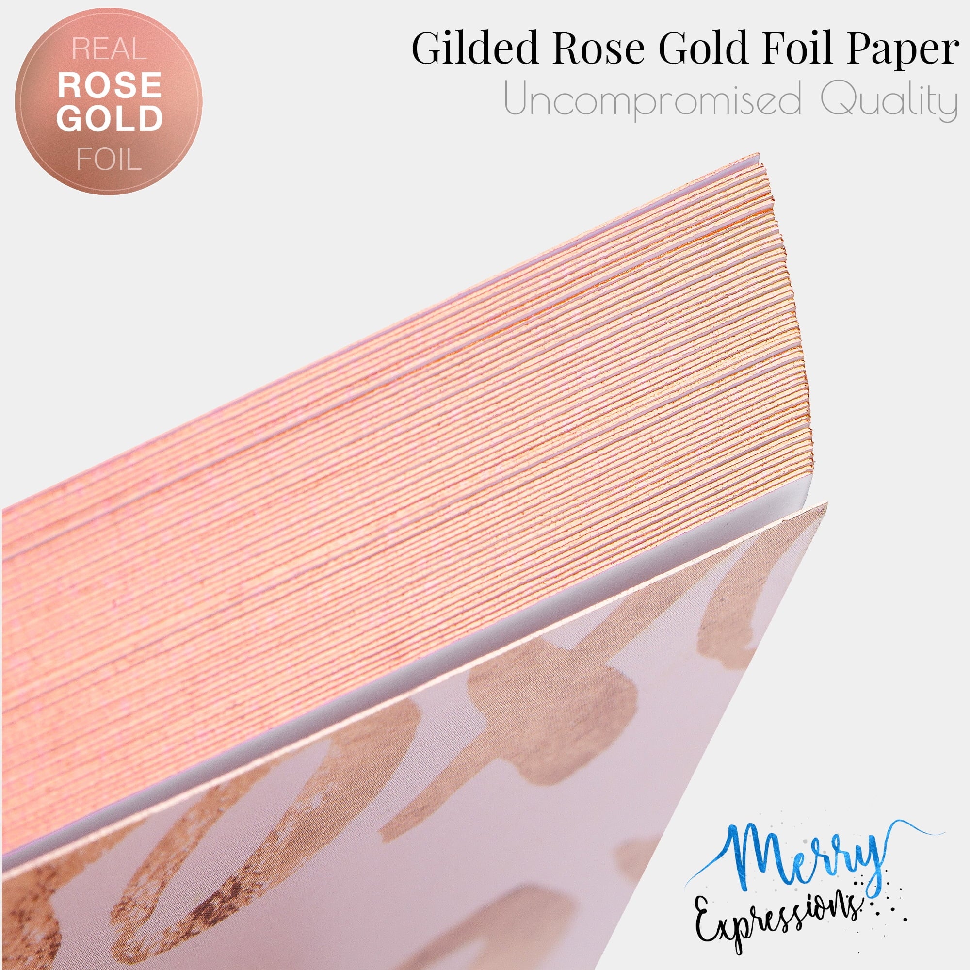 Merry Expressions Rose Gold Wedding Guest Book & Pen Set - 9" x 7" Hardcover 100 Page/50 Sheets