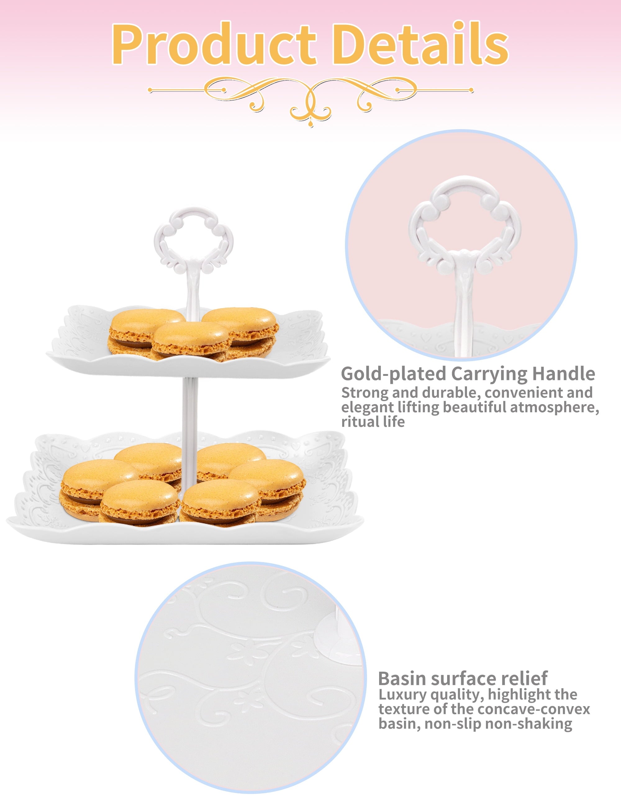 6Pcs Cupcake Stand White Plastic Cake Stand Dessert Table Stands Set 3Tier 2Tiered Cupcake Tower Stand Treat Display Holder Cookie Candy Serving Tray Dessert Trays for Wedding Baby Shower Tea Party