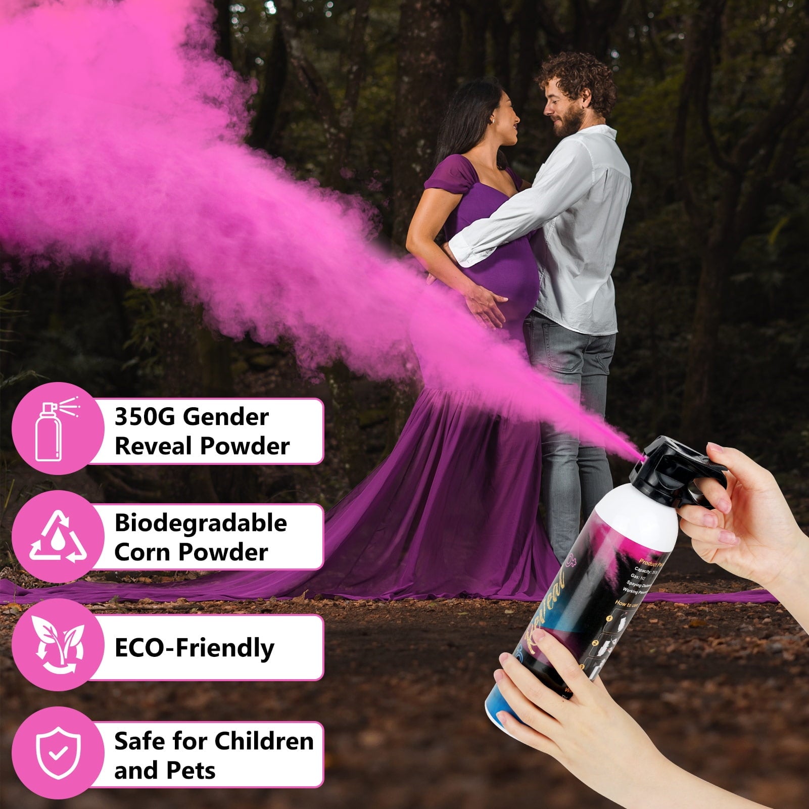 Gender Reveal Smoke Bombs,100% Biodegradable Butterfly Confetti Powder Cannon,Memorable Baby Gender Reveal Party Supplies Decorations & Ideas，2 PACK PINK