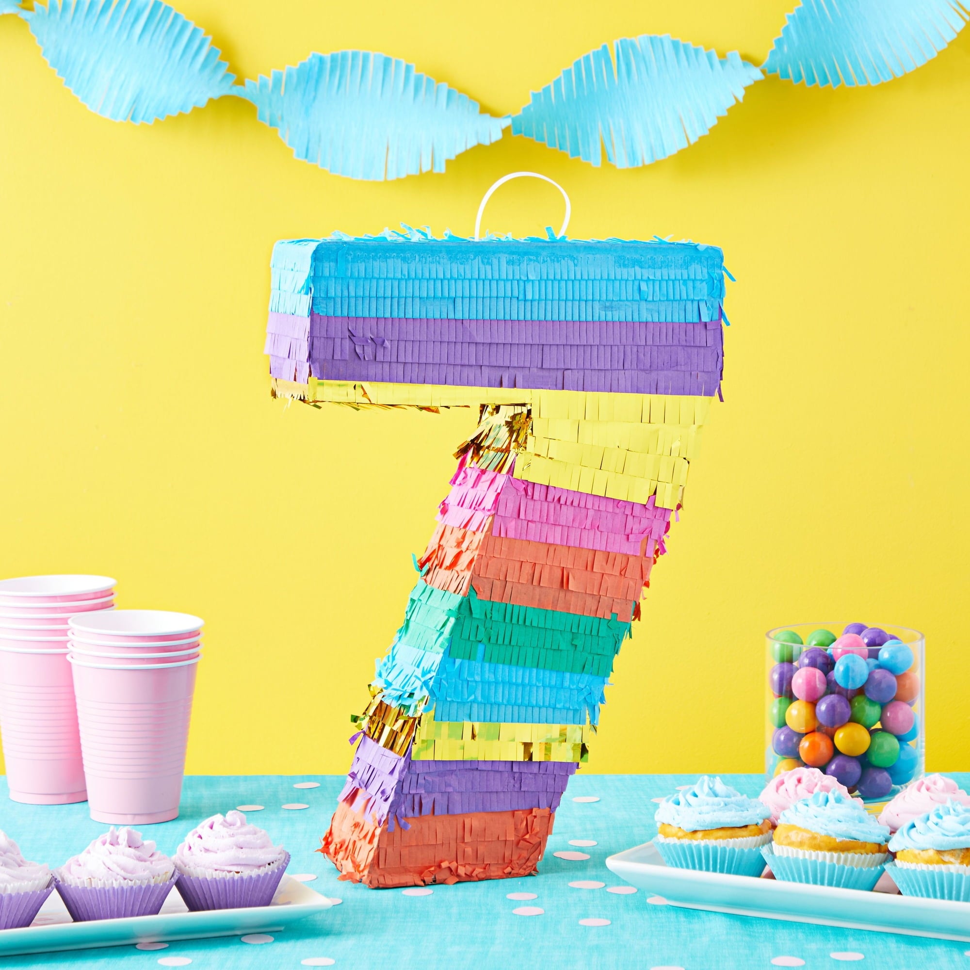 BLUE PANDA Rainbow Number 7 Pinata for Kids Ages 3-14 Birthday Party Decorations, Fiesta, Cinco de Mayo Celebration, Small (12 x 3 x 16.75 In)
