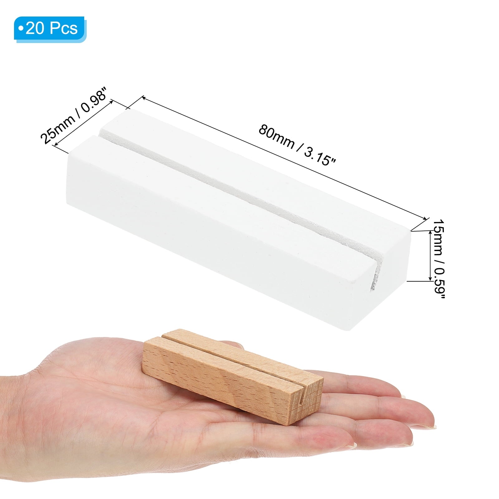 Uxcell Wood Place Card Holder, 20Pcs Table Sign Number Holder Name Stands, White