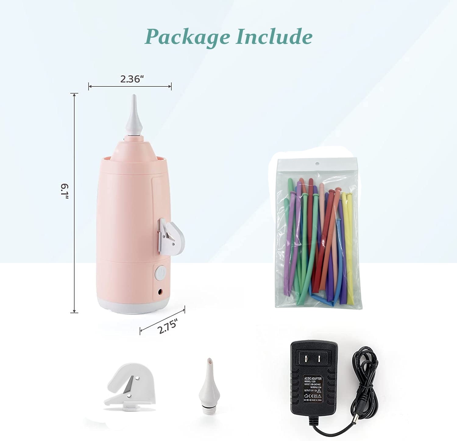 Electric Magic Balloon Pump, Electric Air Inflator Party Air Blower Pump with 1 Nozzle 1 Balloon Cutter and 10 Pcs Long Balloons,Great for Twisty Curly Balloon, Foil Balloons