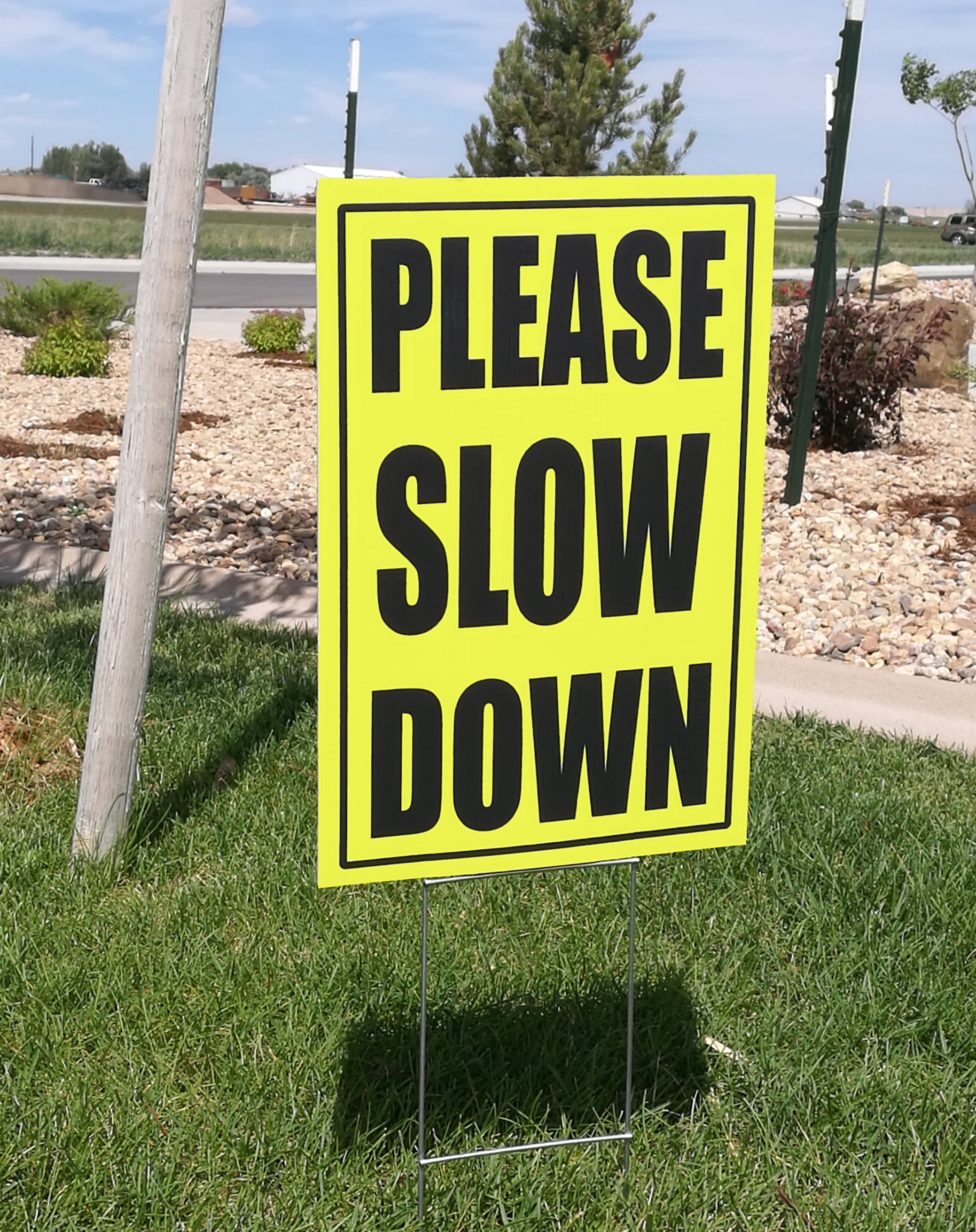 4 Pack Slow Down 12x18 Lawn Signs with H-stakes