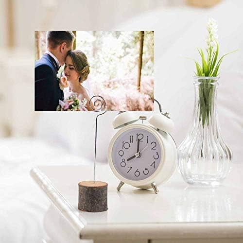 10Pcs Premium Wood Place Card Holders with Swirl Wire and 20 Pcs Kraft Place Cards, Rustic Wood Table Number Holders Stands, Name Cards Photo Holders for Wedding Party Sign Food Cards Label