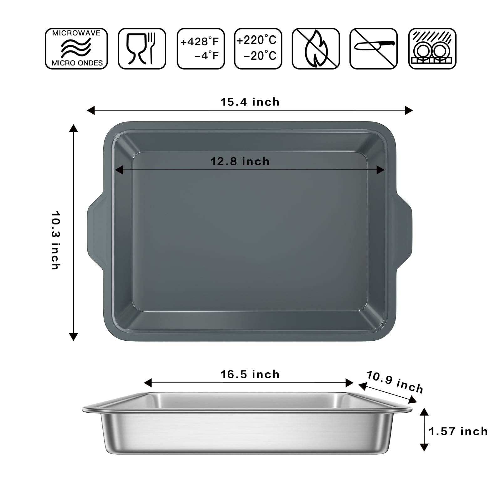 UPTRUST Food Prep BBQ Tray, Grilling Prep and Serve Trays with Silicone Marinade Container for Marinating Meat and Stainless Steel Serving Platter for all your Grilled Barbecue, Grilling Gifts for Men