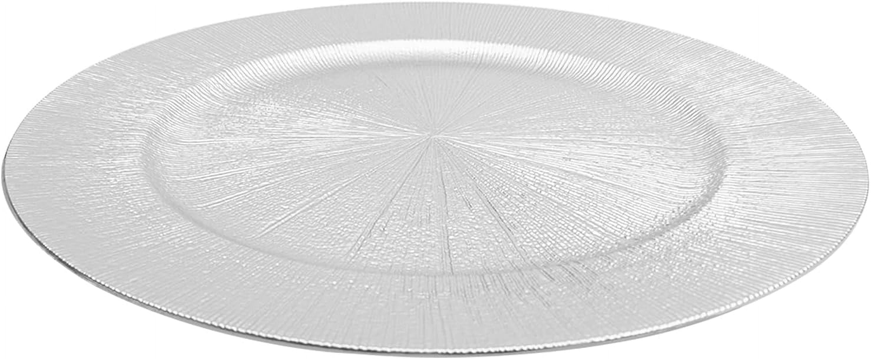 50Pcs Charger Plates Set, 13" Round Plates Plastic Charger Plate Decorative Round Plate Chargers Wedding Decorative Table Charger Plates for Dinner Wedding Party Event Tabletop Setting Decor Silver
