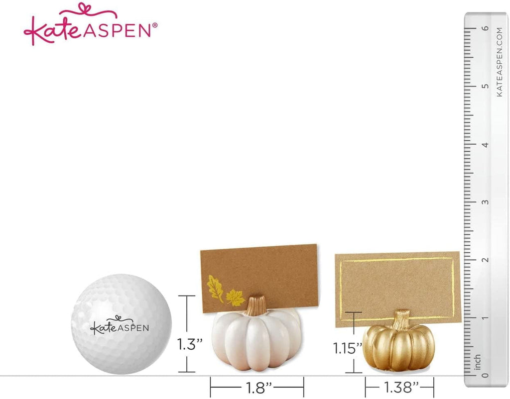 Kate Aspen Place Card Holders (Place Cards Included) - Set of 12 - Table Number Holder for Weddings, White Pumpkin Photo Holder for Table Assignments at Bridal Showers or Anniversaries