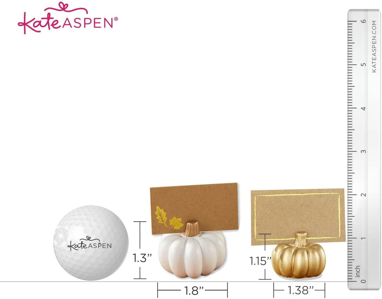 Kate Aspen Place Card Holders (Place Cards Included) - Set of 12 - Table Number Holder for Weddings, White Pumpkin Photo Holder for Table Assignments at Bridal Showers or Anniversaries