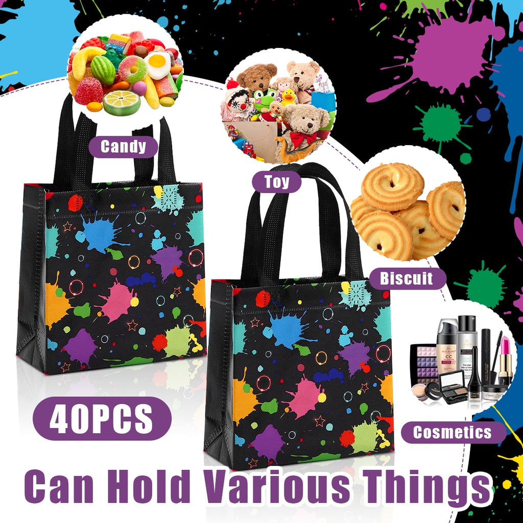 Gift Bags Glow in the Dark Glow Party Gift Treat Bag with Handles Non Woven Goodie Bags for Party 40 Pcs