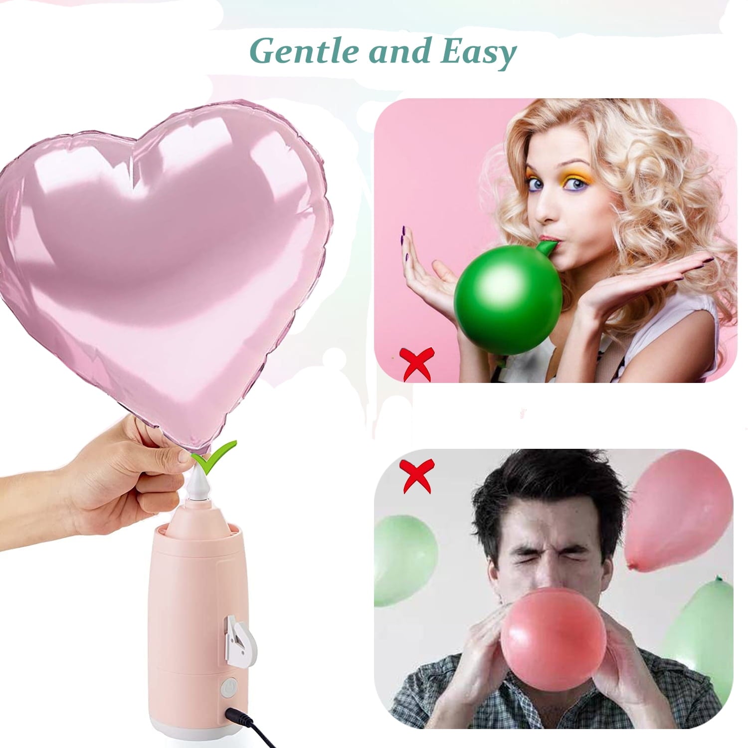 Electric Magic Balloon Pump, Electric Air Inflator Party Air Blower Pump with 1 Nozzle 1 Balloon Cutter and 10 Pcs Long Balloons,Great for Twisty Curly Balloon, Foil Balloons