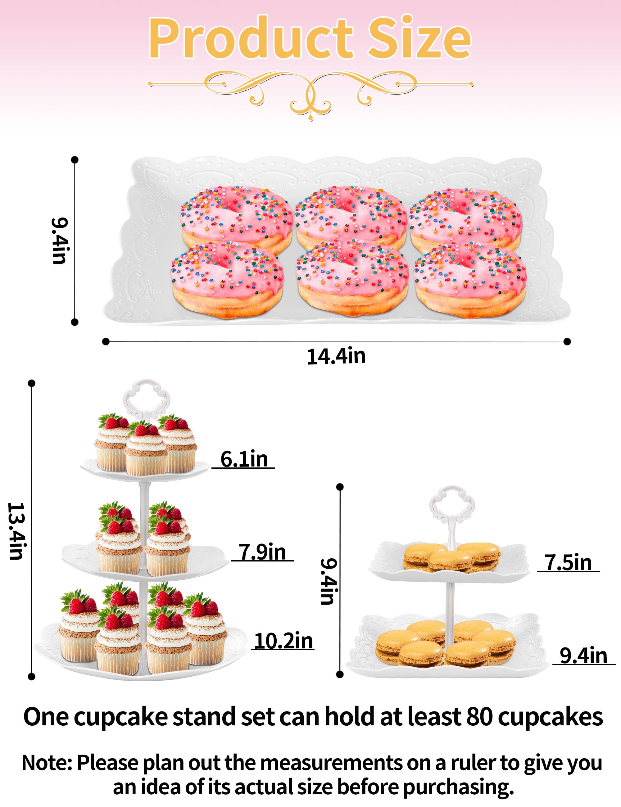 6Pcs Cupcake Stand White Plastic Cake Stand Dessert Table Stands Set 3Tier 2Tiered Cupcake Tower Stand Treat Display Holder Cookie Candy Serving Tray Dessert Trays for Wedding Baby Shower Tea Party