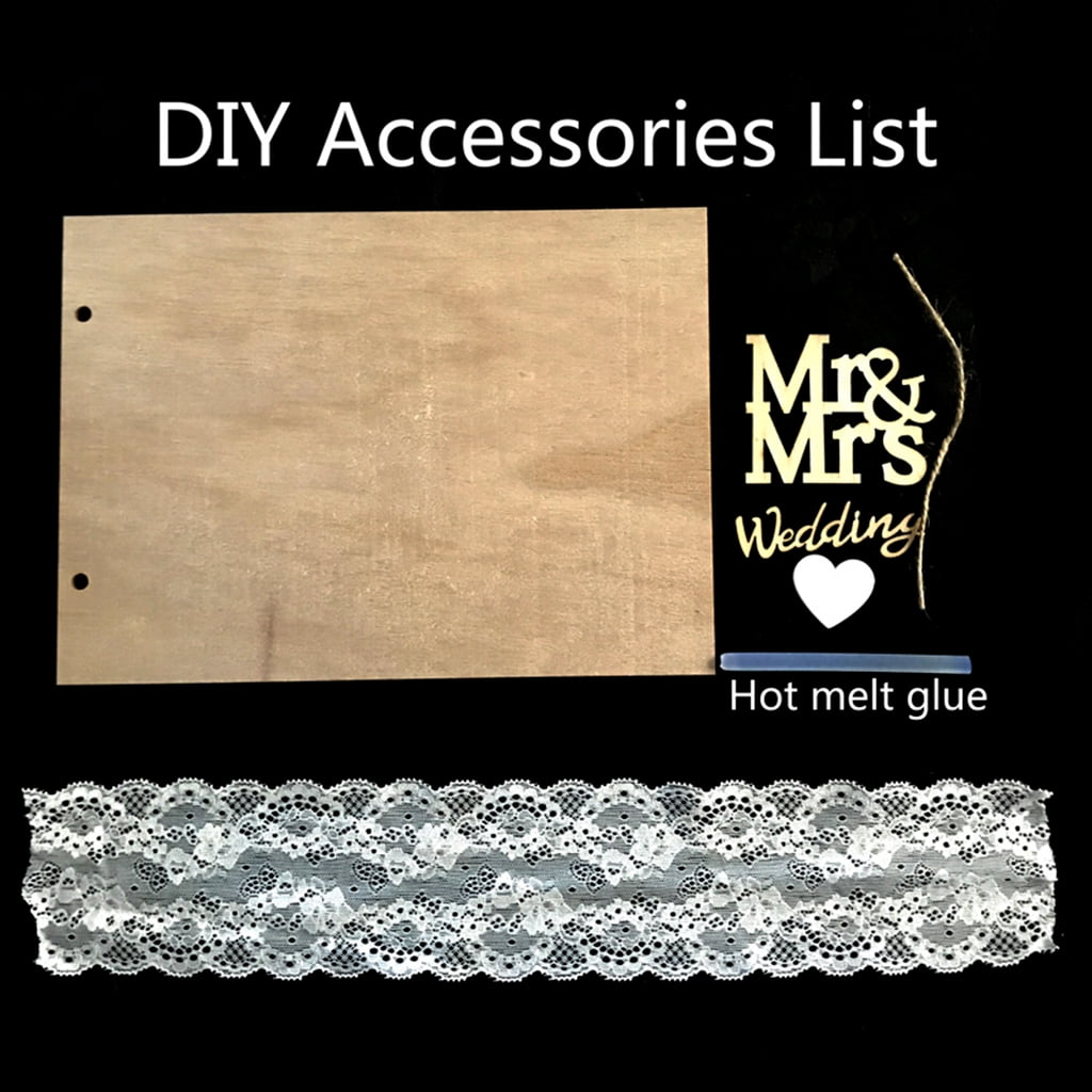 YIEMEEN Mr&Mrs Wedding Guest Book Personalized Rustic Wooden Signature Guestbook DIY Pho