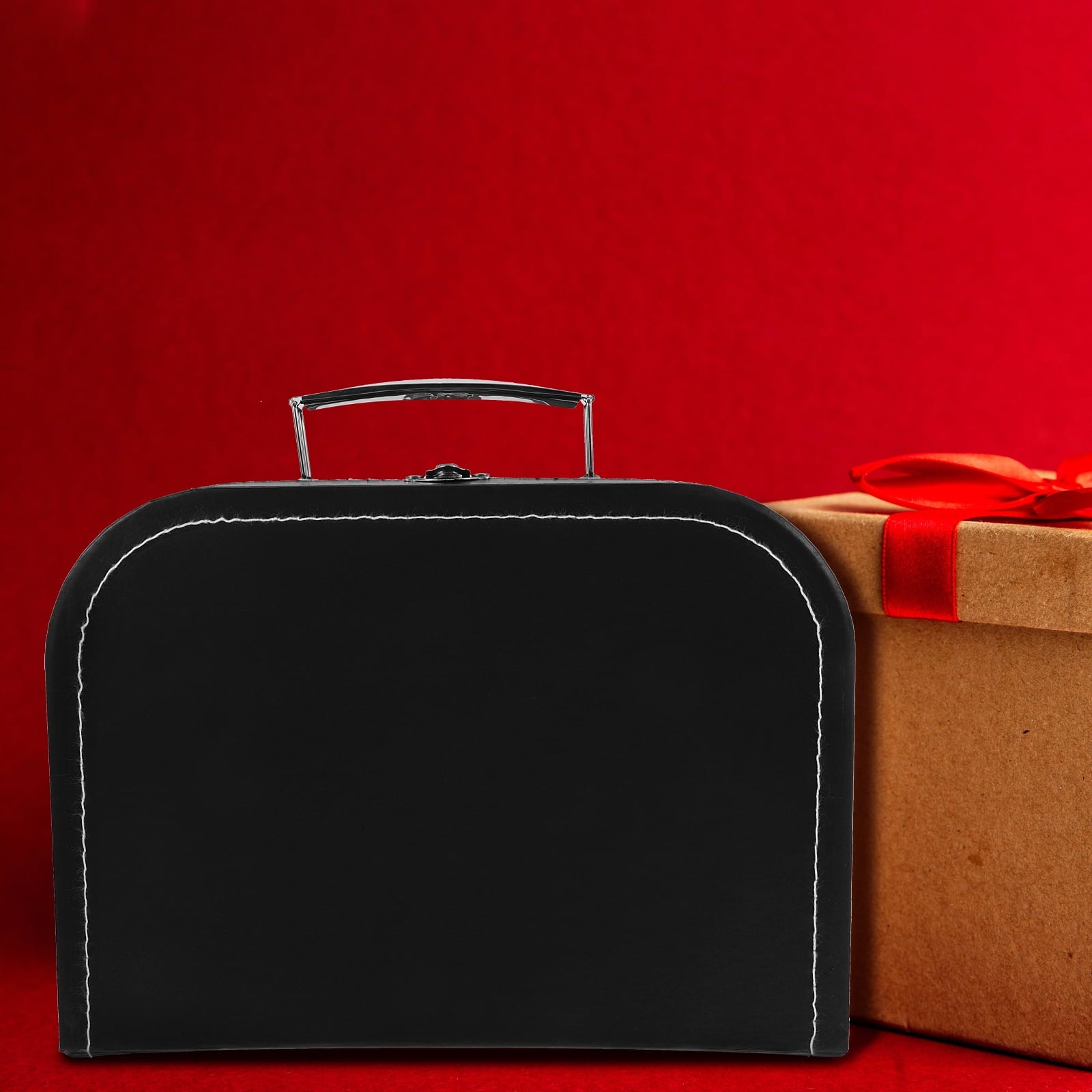 BERTDOMD Present Wrapping Box Gift Wedding Gift Packing Box Small Suitcase Party Favor Box with Stainless Steel Handle
