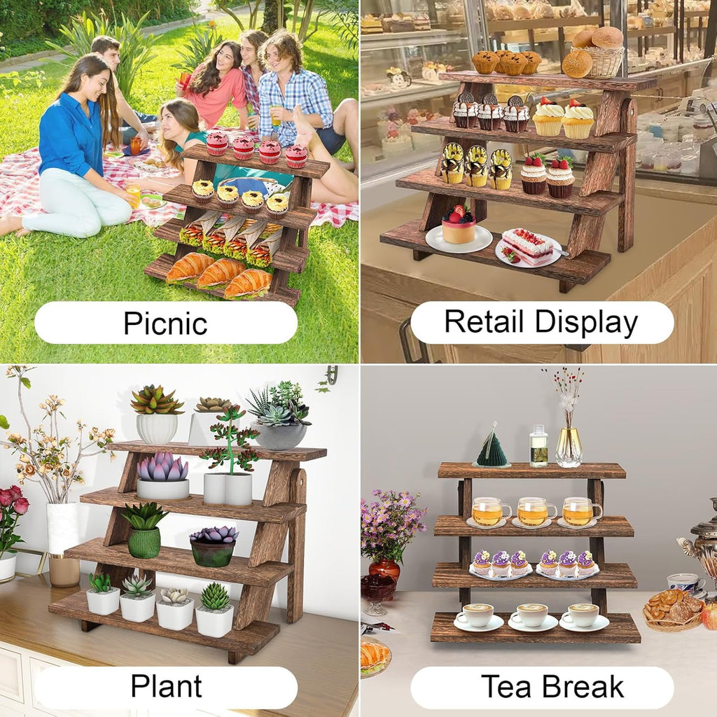 Wooden Cake Stand, Farmhouse Display Stand for 24 Cupcakes