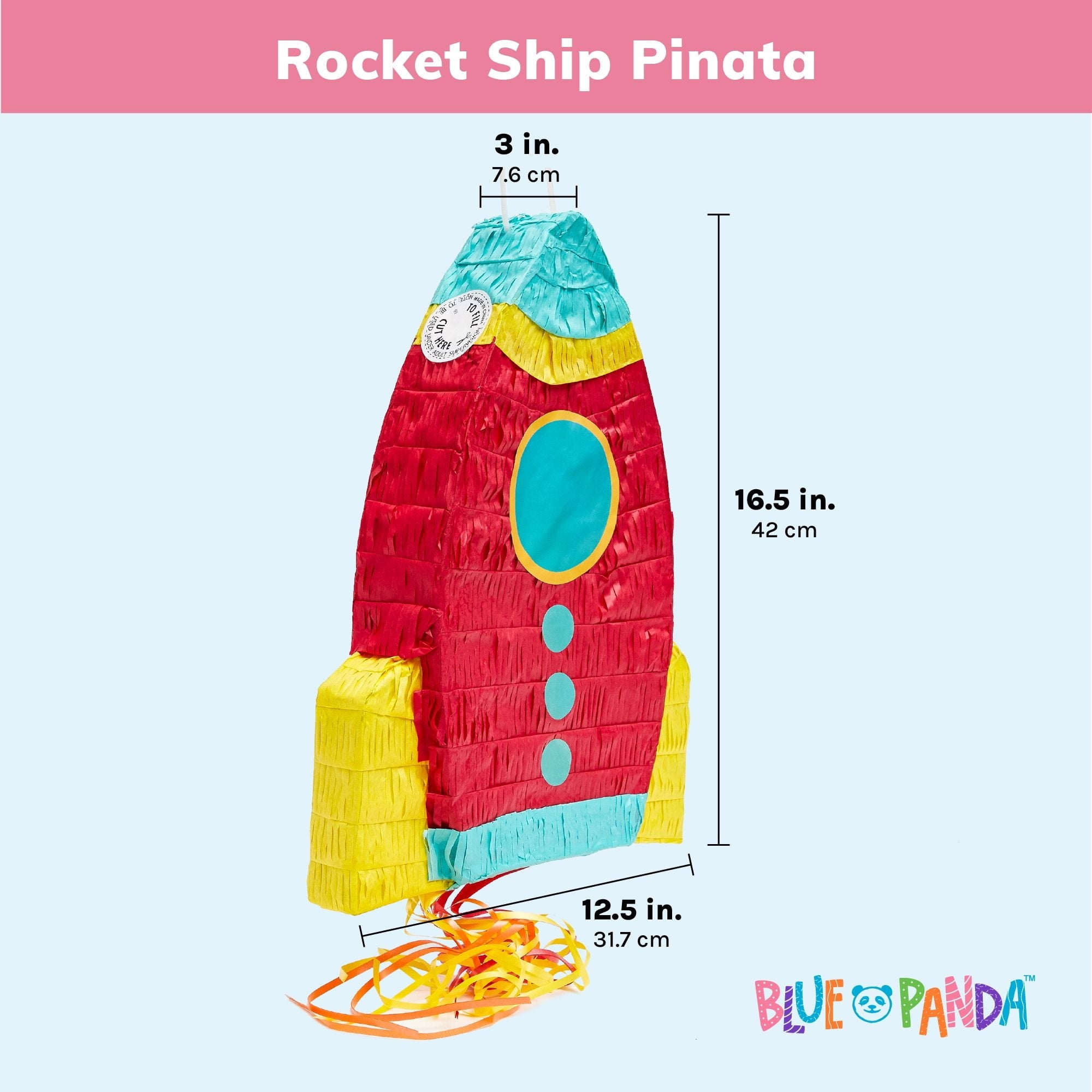 Pull String Rocket Ship Pinata - Outer Space Party Decorations for Astronaut Themed Birthday (Small, 16.5 x 12.5 x 3 in), For Ages 3+