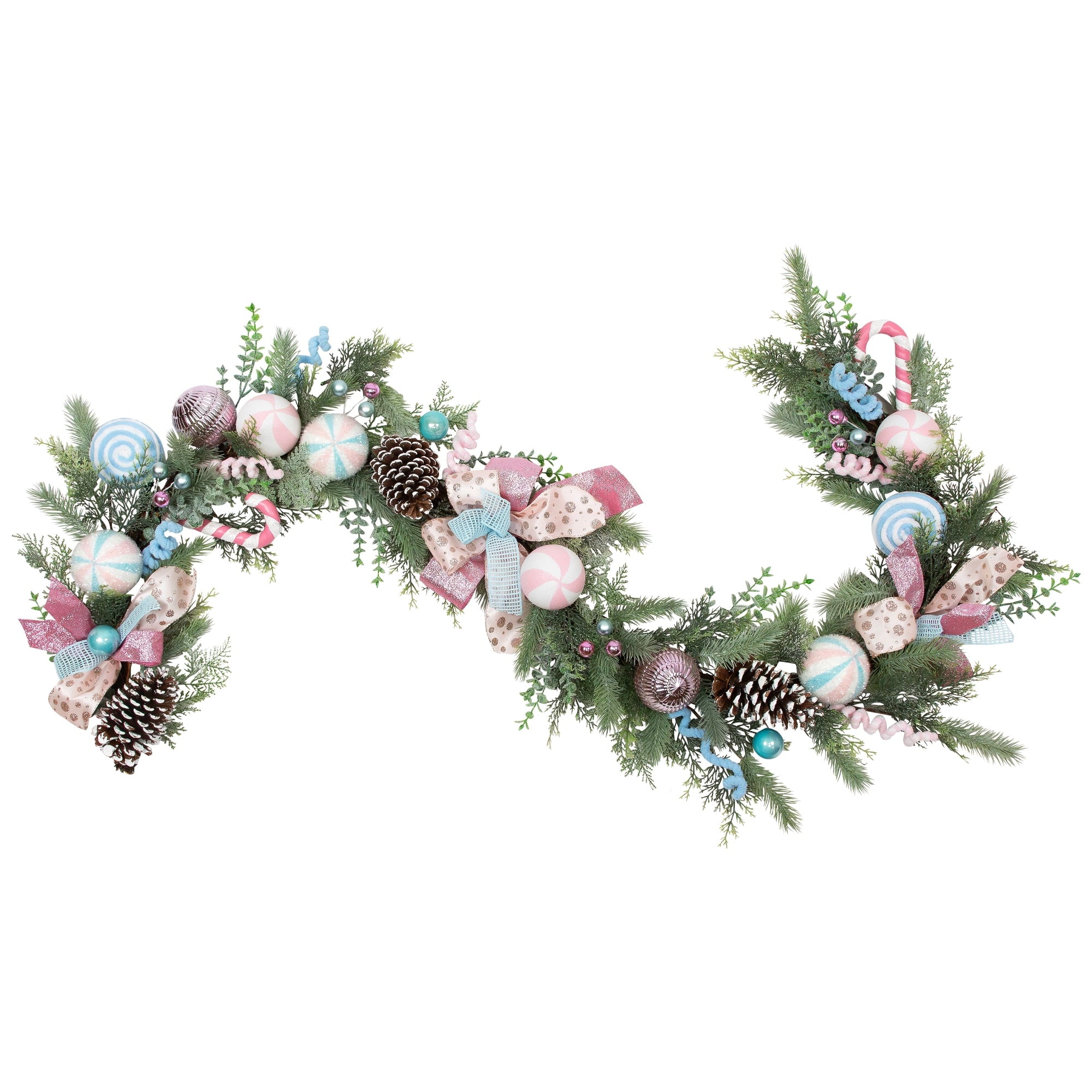 Northlight Pastel Bows and Ornaments Artificial Christmas Garland - 6' x 7" - Unlit