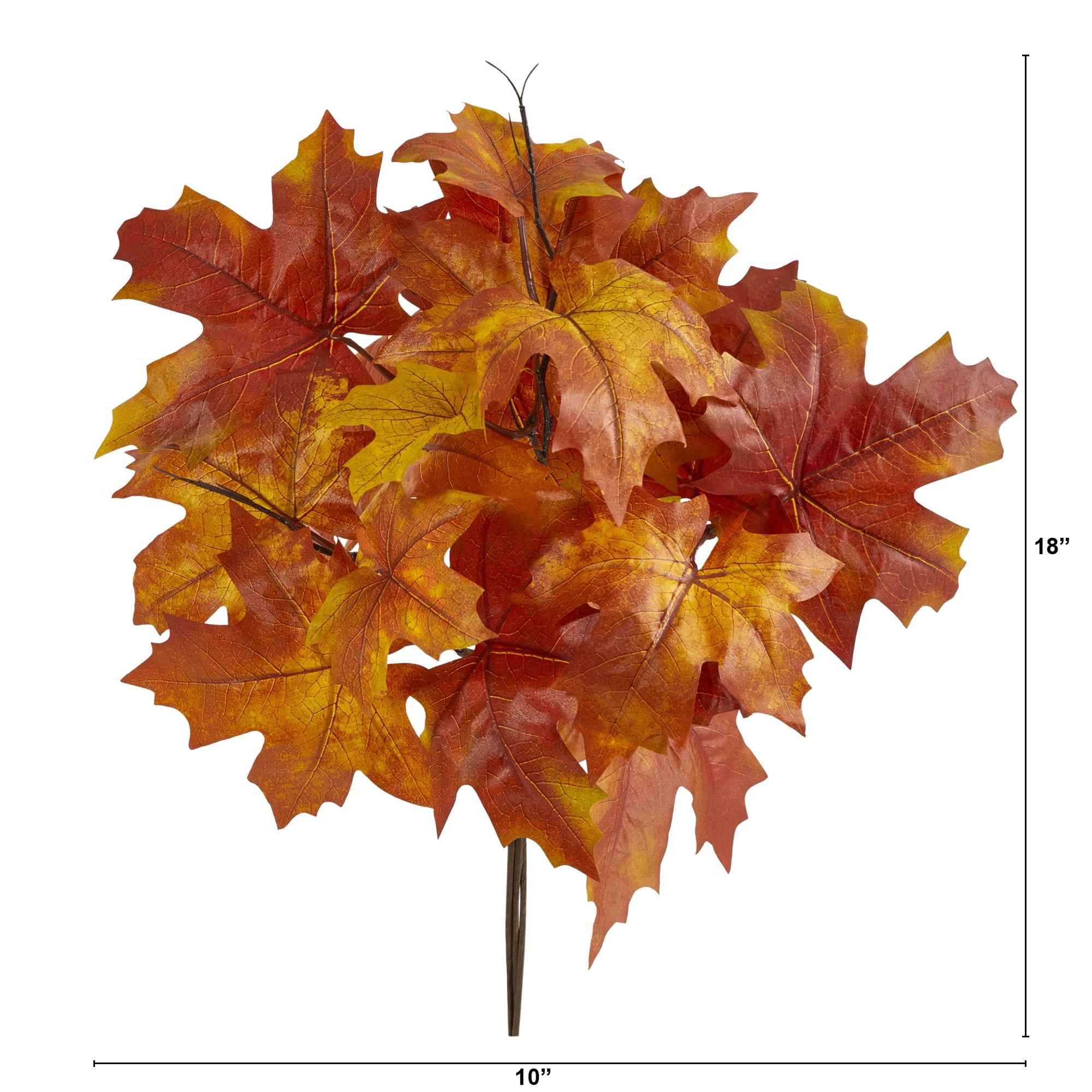 Nearly Natural 18" Autumn Maple Leaf Artificial Flower (Set of 2), Red