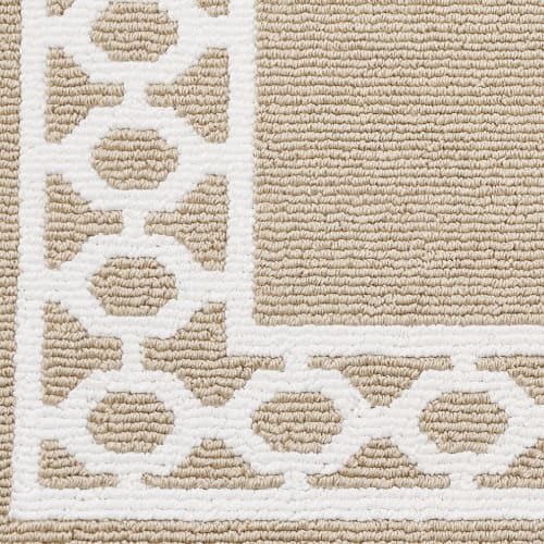 Washable Skid-Resistant Runner Rug, Trellis Border , Denim Twist and Light Grey , 26" x 45"